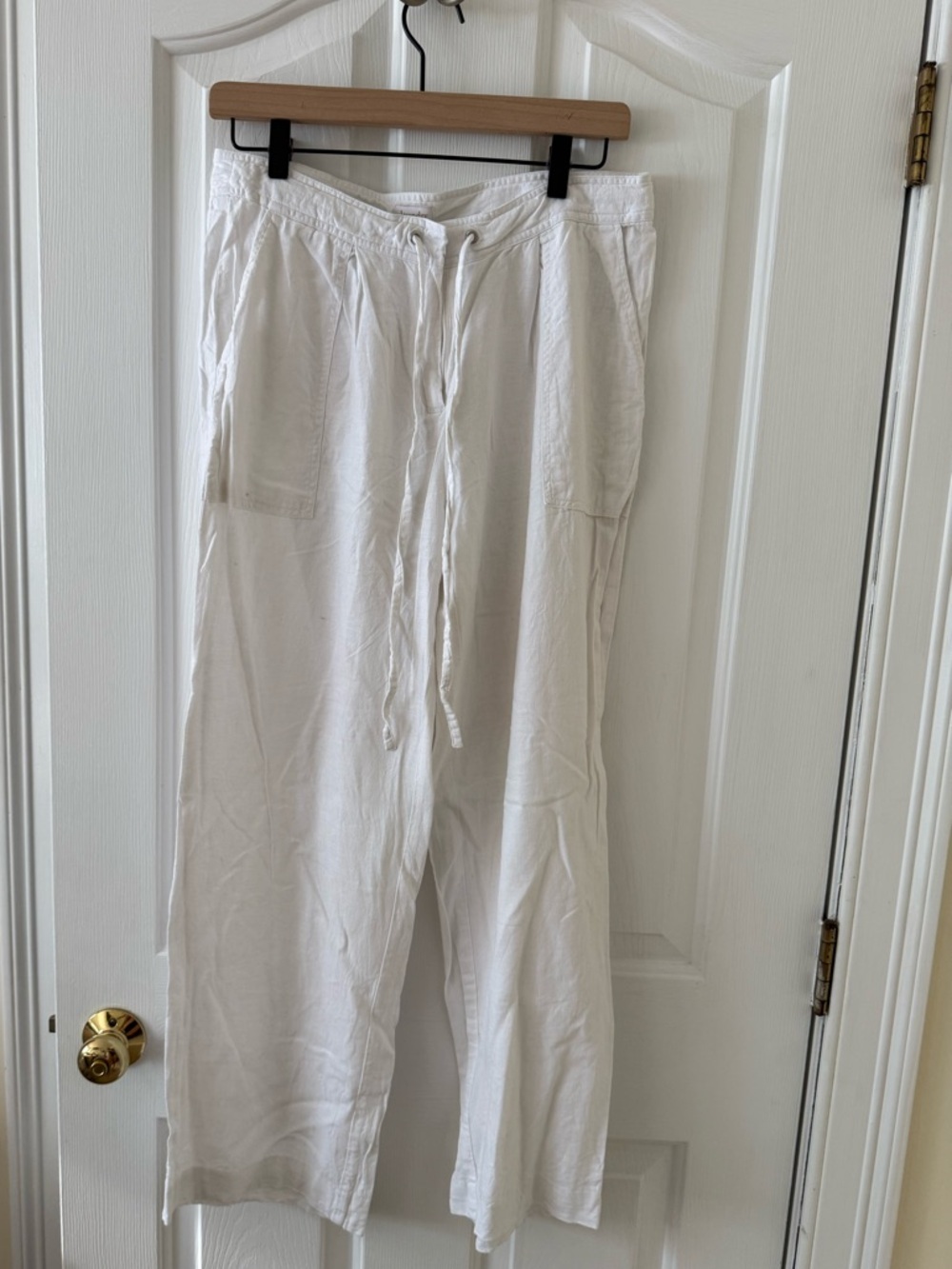 Laundry By Shelli Segal White Drawstring Linen-Blend Pants